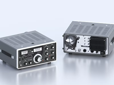 Dual Professional Industrial Equipment Featuring Control Panels Knobs Displays And Metal Casings 3d model