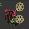 Classic Vintage Commercial Film Projector With Large Reels And Retro Design