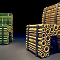 Bamboo Tube Stacked Single Chair with Green and Yellow Bundled Structure