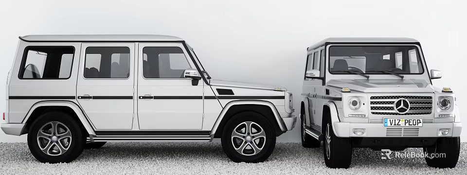 Two White Classic SUV Cars Parked Side By Side With Sleek Body And Alloy Wheels Design 3d model 