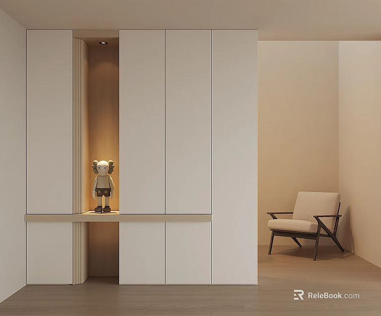 Minimalist Modern Entryway Cabinet With Side Cabinet And Sleek Design And Storage Space 3d model 