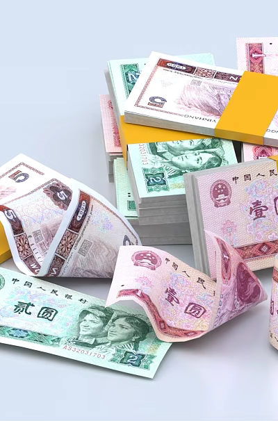 Stacked And Loose Rolled Household Items Bundled With Yellow Tape 3d model