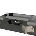 Modern cream style sofa combination 3d model