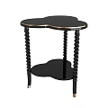 Black Spiral Leg Side Table With Gold Accents And Two Tier Design