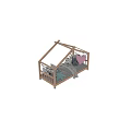 Cozy Wooden Kids Bed With House Shaped Frame String Lights And Colorful Pillows