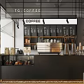 Modern Coffee Shop Interior With Bar Counter Coffee Machine And Pastries On