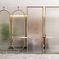 Modern Interior Design With Elegant Textured Glass Room Dividers And Gold Frames