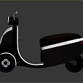 Vintage Black and White Scooter with Brown Seat Round Headlight and Classic Design