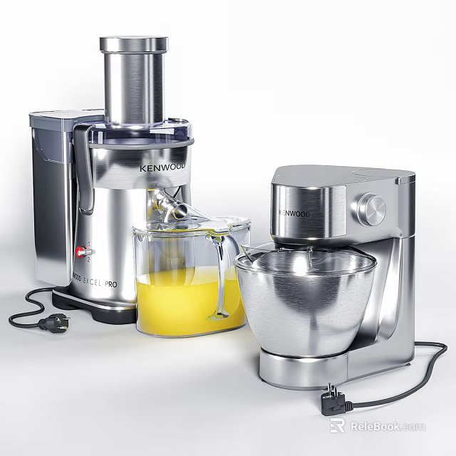 Stainless Steel Juicer And Mixer Kitchen Appliances For Daily Use With Fresh Orange Juice 3d model 
