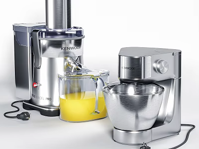 Stainless Steel Juicer And Mixer Kitchen Appliances For Daily Use With Fresh Orange Juice 3d model