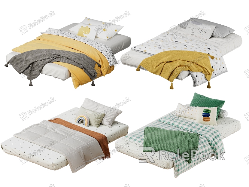 Children's bed bed bed end towel single bed quilt children's pillow pillow model