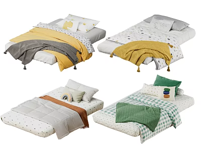 Variety Of Bed Runner Designs With Bedding And Pillows 3d model