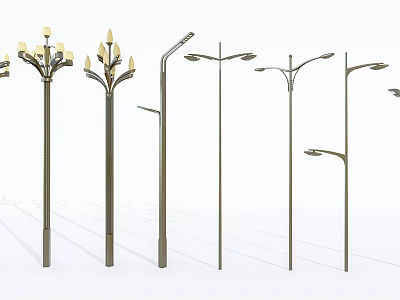 Outdoor Lamp Posts Featuring Various Traditional And Modern Design Styles For Garden And Street 3d model