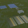 Aerial View Planning of Agricultural Area with Greenhouses Farm Fields Facility Buildings and Woodlands