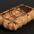 Handcrafted Gourd Container With Wooden Frame And Rope Binding Details