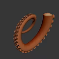 Realistic 3D Octopus Tentacle Model With Detailed Suckers And Brown Texture 3d model