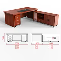 L Shaped Wooden Office Desk with Drawers Cabinets and Black Tabletop