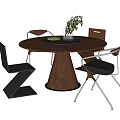 Modern Dining Table and Chair Combination Round Dining Table Dining Chair Single Chair 3d model