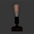 Vintage Edison Bulb Table Lamp With Red Filament And Wooden Base
