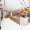 Tobacco and Liquor Store Interior With Well Arranged Shelves Glass Display Counters And Various Products