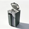 Public Facility Gray Trash Bin With Grid Design And Pedal Operated Lid