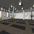 Modern Yoga Fitness Studio With Hanging Hammocks Yoga Mats And Exercise Balls