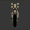 Single Wheel Mechanical Device With Brown Orange Turrets And Sci Fi Design
