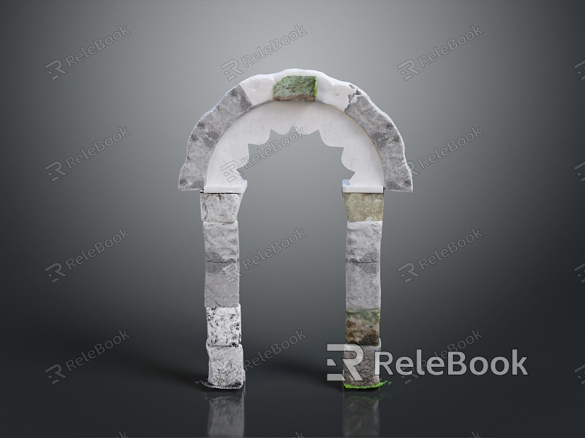 Gate House Stone Gate House Gate Post Stone Gate Post Ruin Gate Post Arch Stone Post Outdoor Articles Realistic model