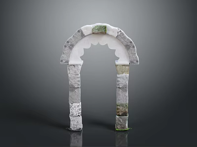 Scenic Stone Archway Landscape With Gray White Stones And Green Moss On Top 3d model