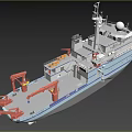 Research Ship On Ice With Lights And Cranes At Night
