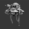 Futuristic Sci-Fi Mechanical Device with Cannon Like Parts Hatches Grilles and Support Struts