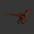 Red Feathered Dinosaur Model With Detailed Structure And Standing Pose On Neutral Background 3d model