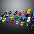 Colorful Toy Cars Collection With Various Types And Different Colors On Dark Background