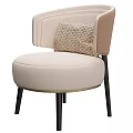 Modern Beige Upholstered Accent Chair with Curved Armrest Textured Pillow and Black Metal Legs