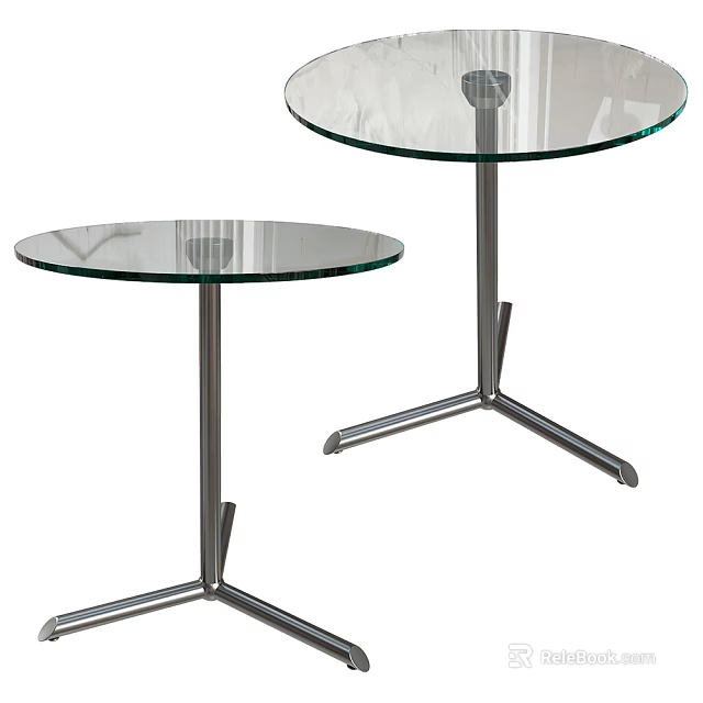 Modern Glass Top Side Tables With Sturdy Metal Tripod Stands Design 3d model 