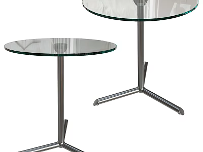 Modern Glass Top Side Tables With Sturdy Metal Tripod Stands Design 3d model