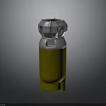 Yellow Cylindrical Military Weapon With Silver Metal Top And Red Details