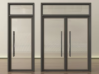 Modern Double Doors With Glass Panels And Black Metal Frames For Home Interior 3d model