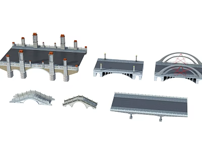 Various Bridge Models Featuring Arch Designs Tower Structures And Modern Styles 3d model