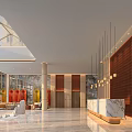 Modern Hotel Lobby Interior With Glass Skylight Large Windows Sofas And Green Plants