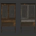 Vintage Wooden Display Cabinets With Glass Doors And Drawers In Different Colors