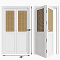 White Wardrobe Double Doors With Woven Rattan Panels 80 Inch Size