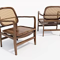 Classic Wooden Lounge Chairs With Rattan Backrest Armrest And Elegant Design