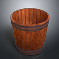 Rustic Wooden Decorative Ornament Set With Barrel Shape And Metal Hoops Accents