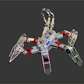 Futuristic Mechanical Spider Robot With Red White Legs And Metallic Structure 3d model
