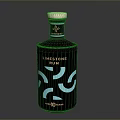 Limestone Rum Black Bottle With Blue Geometric Patterns And White Cap