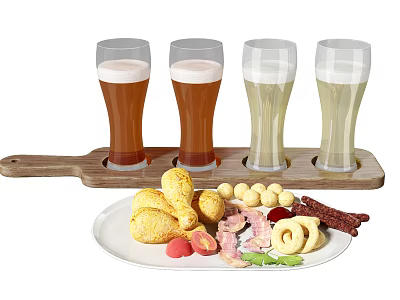 Modern Food Beer Fried Chicken Drinkers Food 3d model