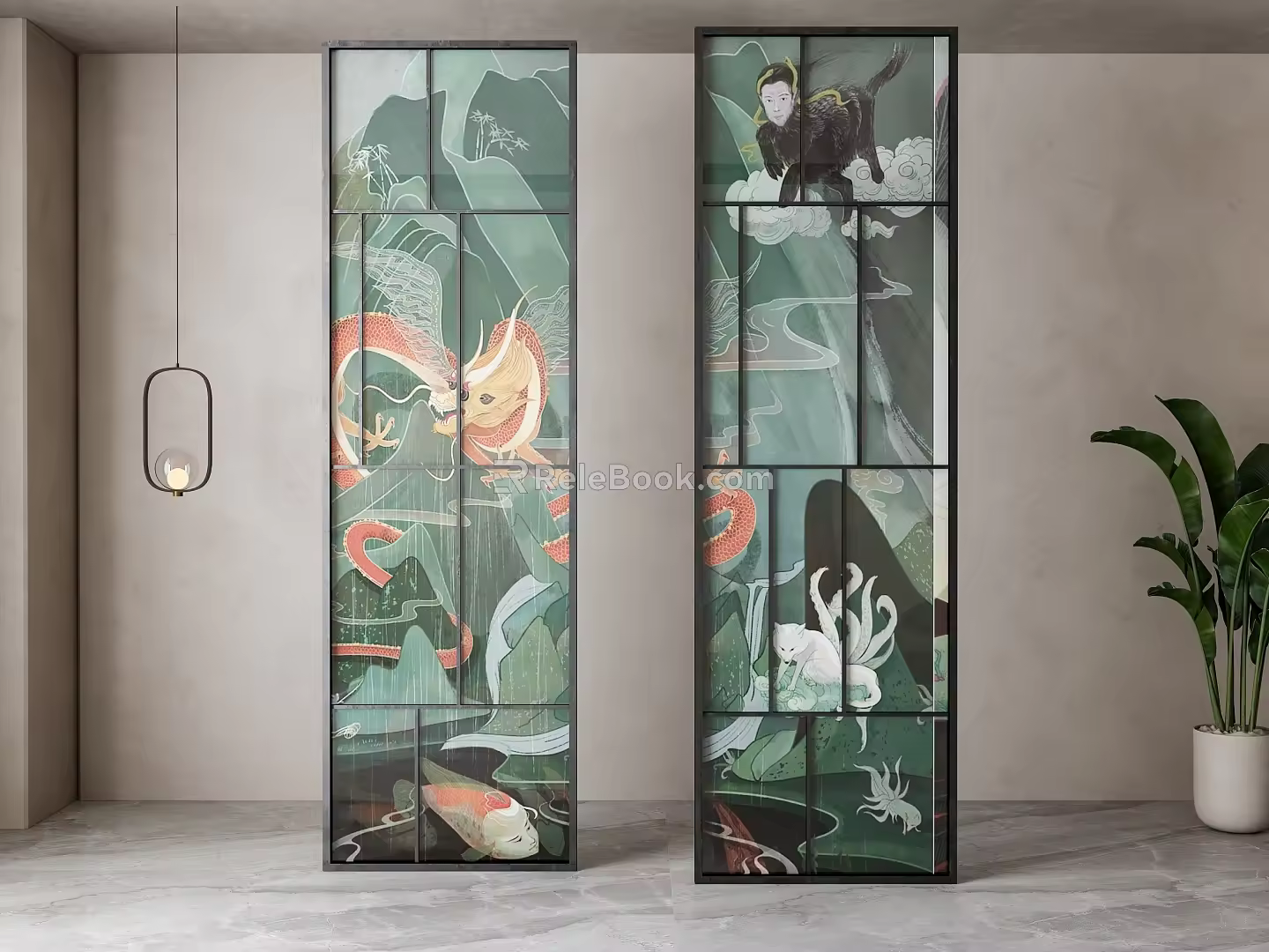 New Chinese-style screen partition 3d model