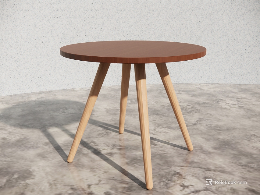 Stylish Round Table With Brown Wooden Top And Light Wood Legs For Modern Living Space 3d model 