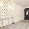 Modern Luxury White Shoe Cabinet With Diamond Pattern Storage Bench And Drawers In Entryway